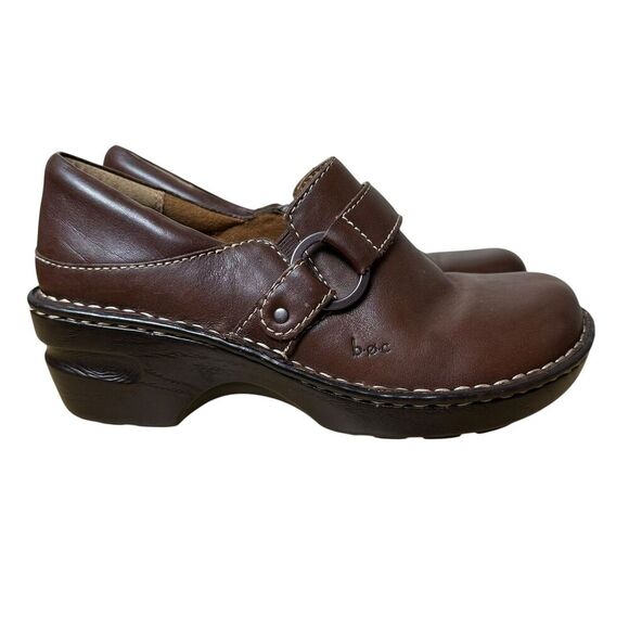 BOC Born Concepts Ansen Brown Leather Buckle Clogs EUC Sz 7 Y2K Slip On Mules - Picture 4 of 12